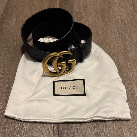 Gucci Accessories - Gucci Black Belt with Gold GG Buckle